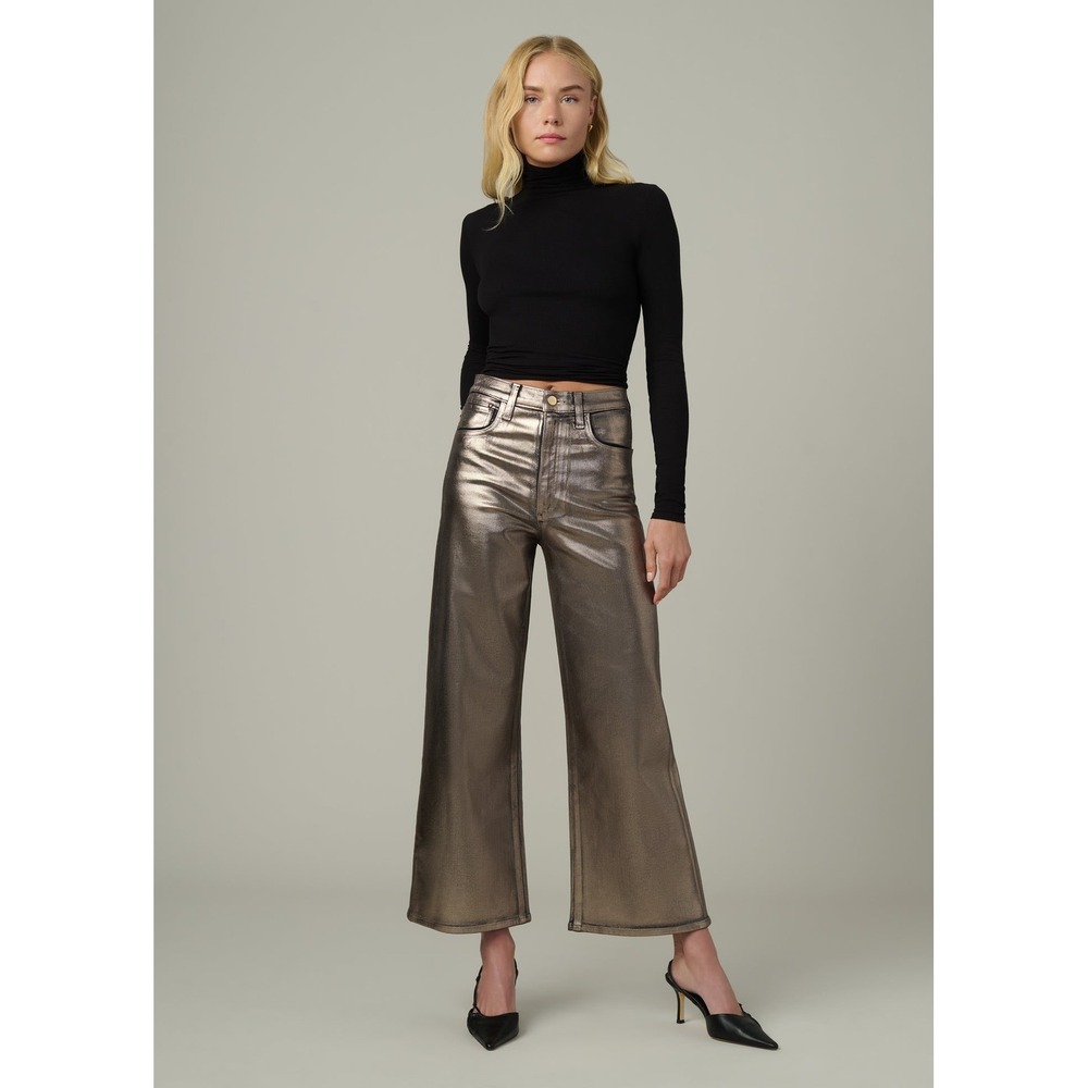 Joes Jeans The Mia High Rise Wide Leg Coated Metallic GDN Denim Pants 25